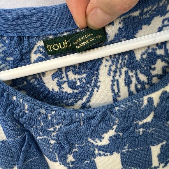 Anthropologie Troubadour Gingham Garden Dress Small‎ Blue White Soft Knit A-Line - Picture 5 of 13